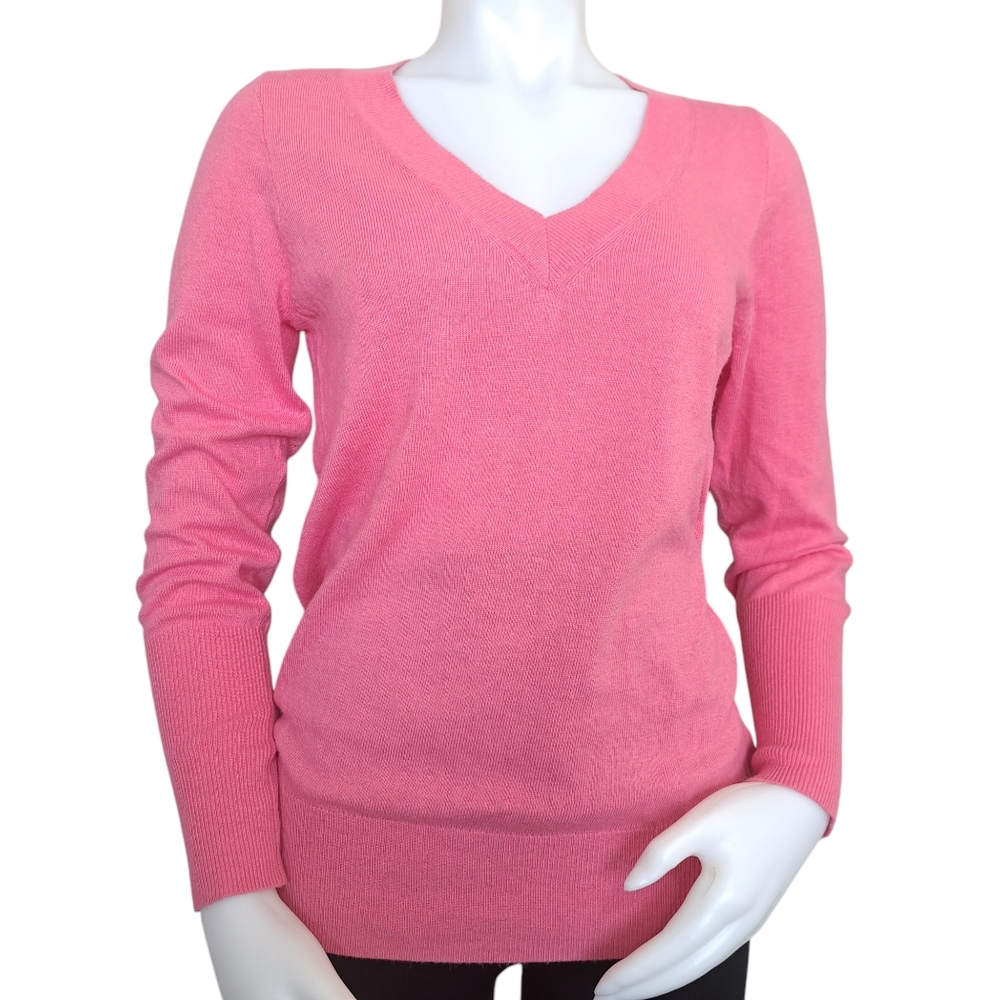 J.Crew Factory Women's‎ V-neck Pink Sweater Size Medium Merino Wool Viscose - Picture 16 of 16
